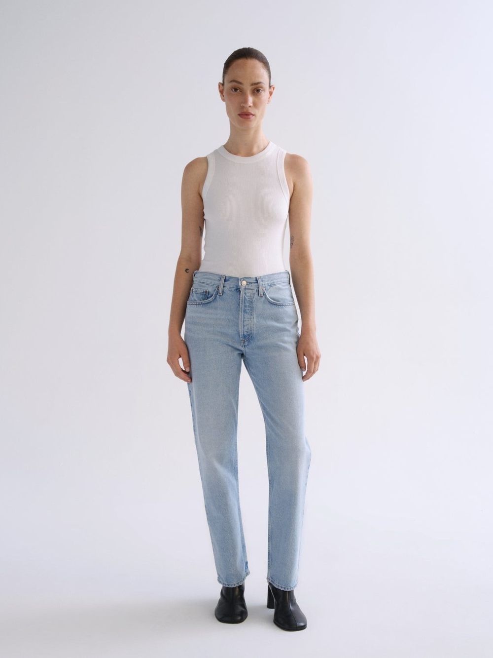 AGOLDE Lana Light Wash High-Rise Straight Jeans